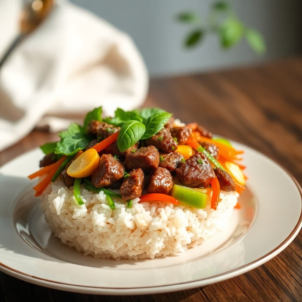 Sizzling Thai Basil Beef Rice Bowls