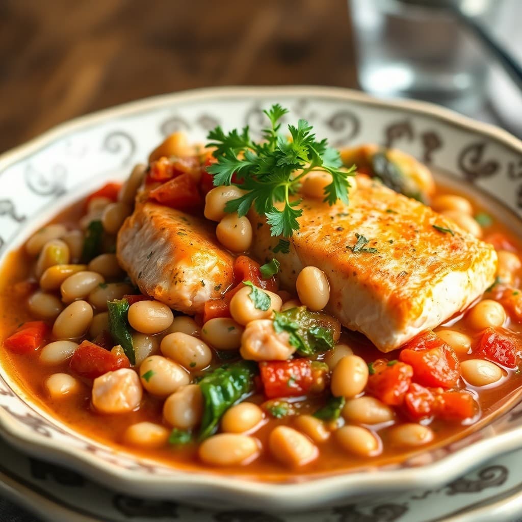 Tuscan White Bean and Salmon Stew