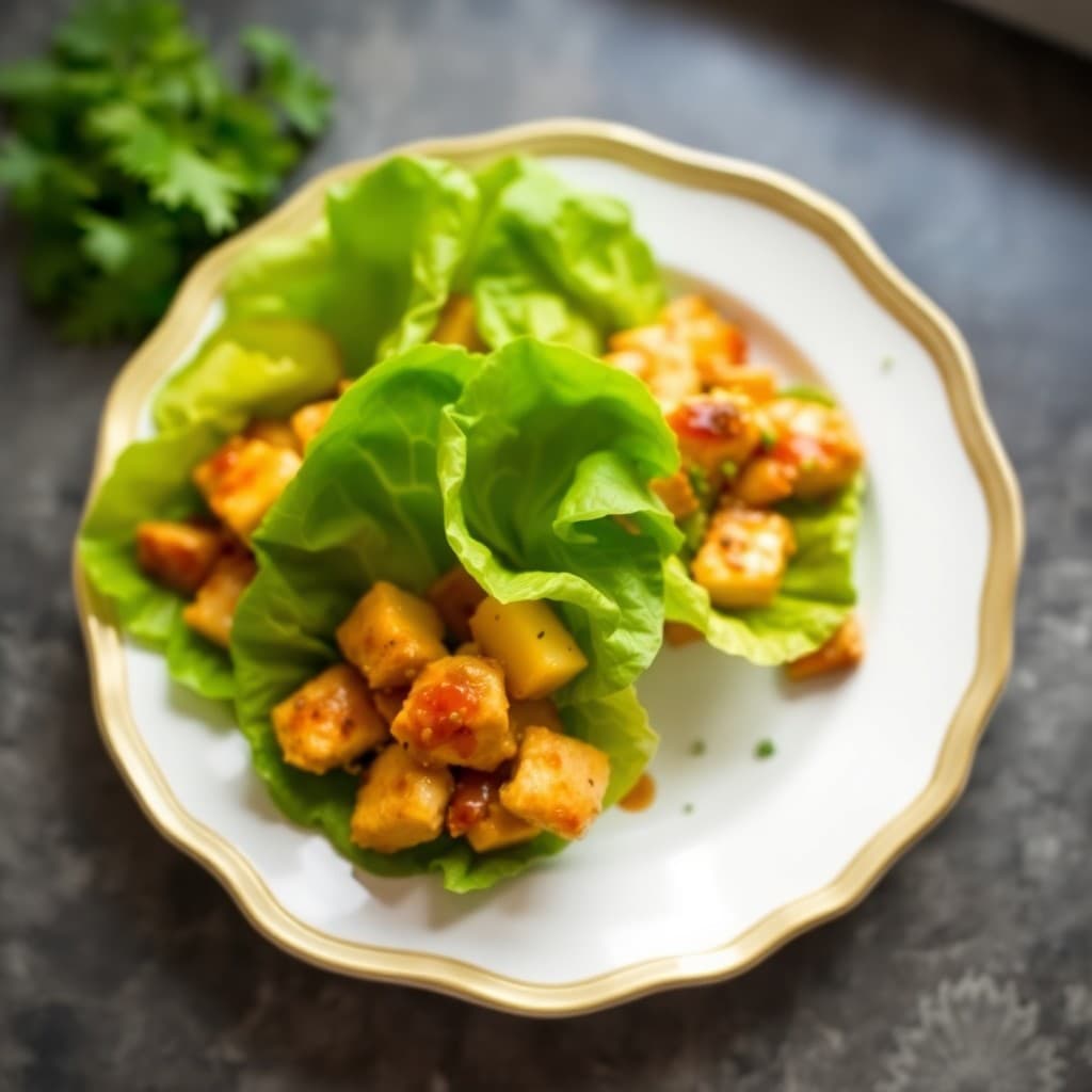 Spicy Pineapple Chicken Lettuce Wraps