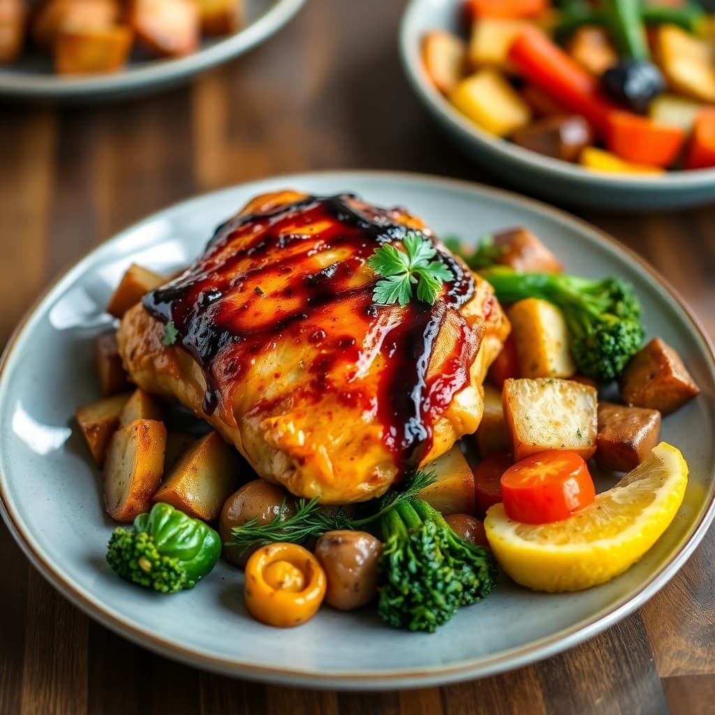 Balsamic Glazed Chicken Thighs with Roasted Vegetables