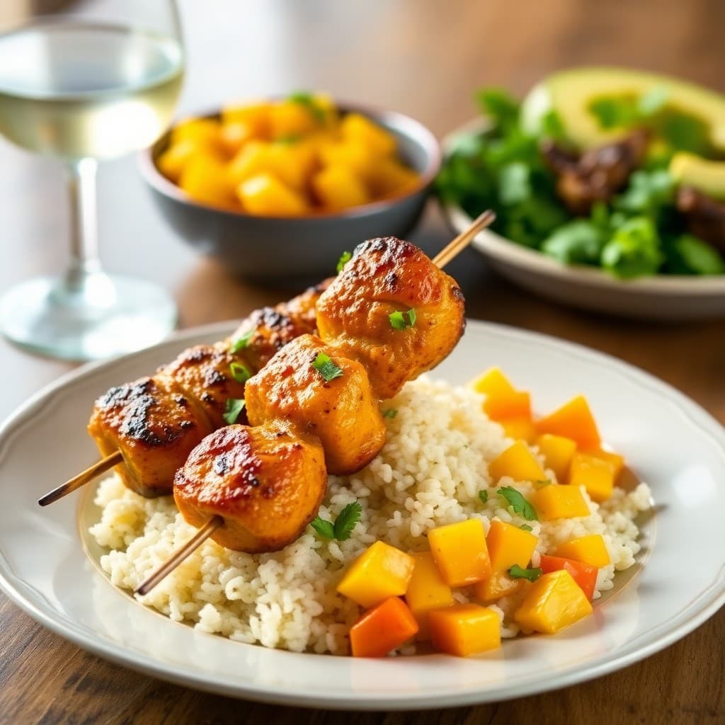 Mango Curry Chicken Skewers