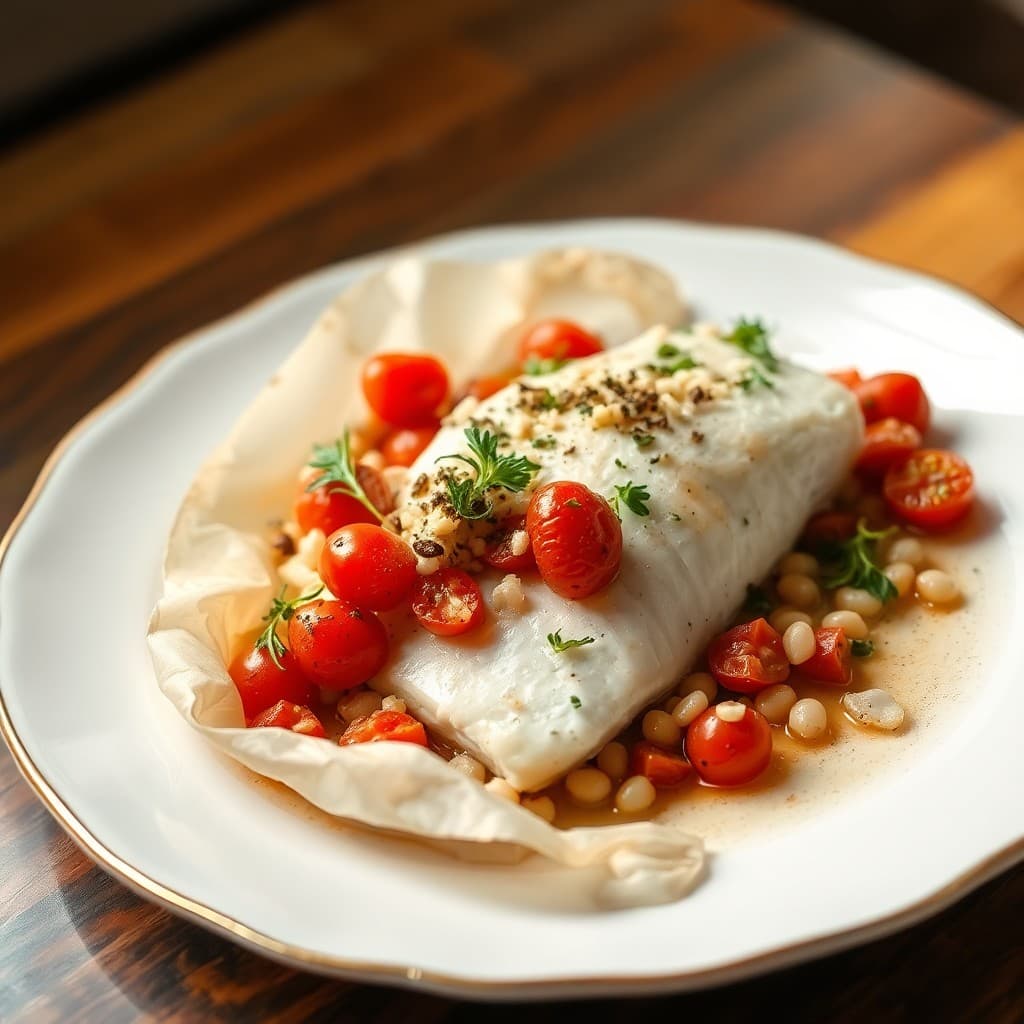 Tuscan White Fish en Papillote with Roasted Fennel & Farro