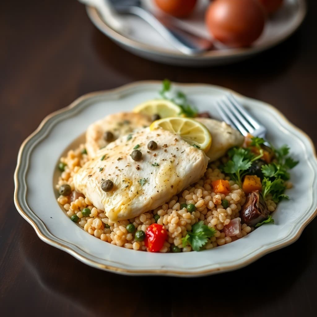 Lemon-Herb Chicken Piccata with Farro Salad