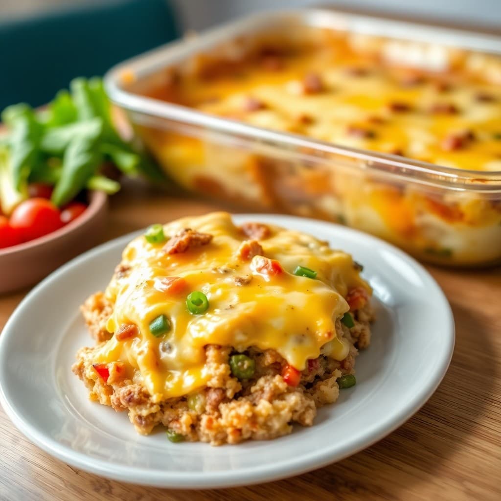 Cheesy Beef and Veggie Breakfast Bake