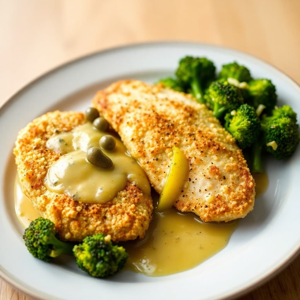 Zesty Lemon Chicken Milanese with Garlic-Parmesan Roasted Broccoli