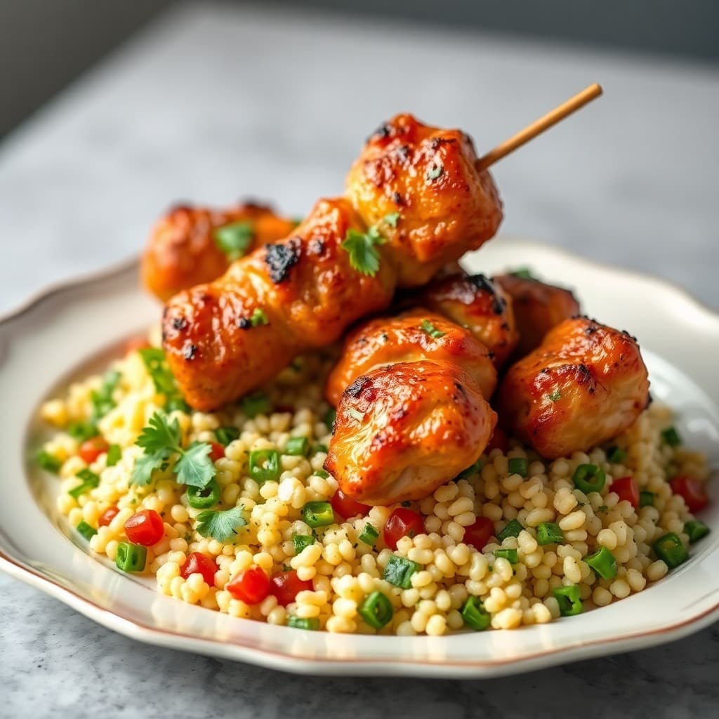 Moroccan-Style Chicken Skewers with Herbed Couscous