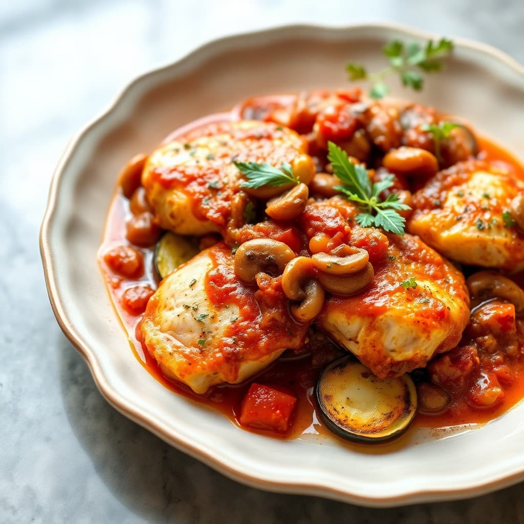 Italian Chicken Cacciatore with Roasted Zucchini