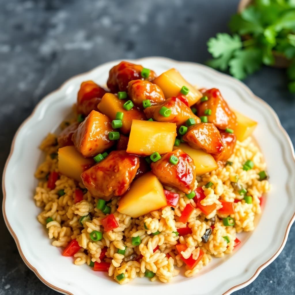 Teriyaki Chicken Stir-Fry with Pineapple and Veggie Fried Rice