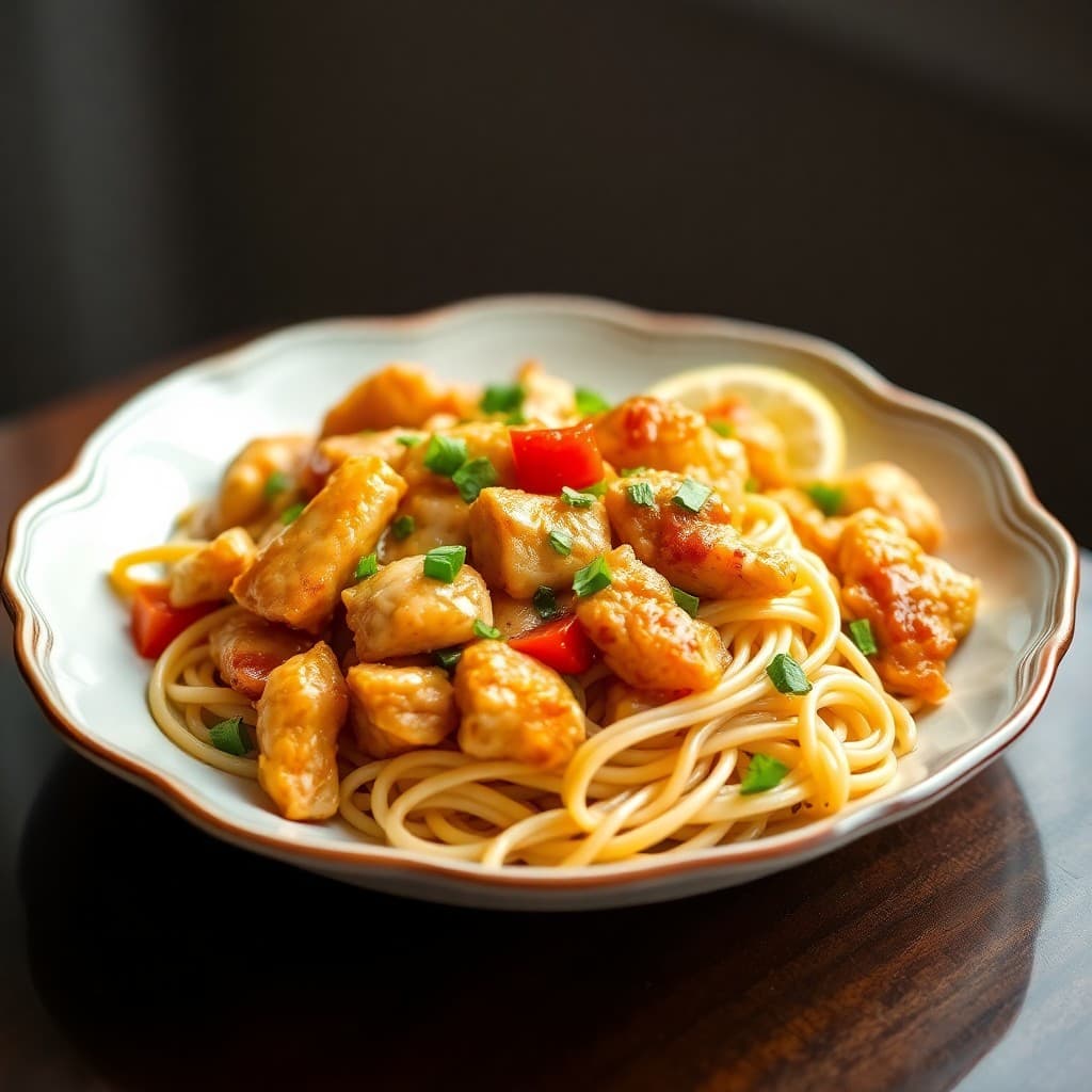 Zesty Lemon Chicken Stir-Fry with Udon Noodles