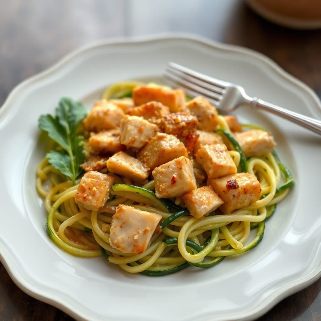 Lemon Garlic Chicken Stir-Fry with Zucchini Noodles