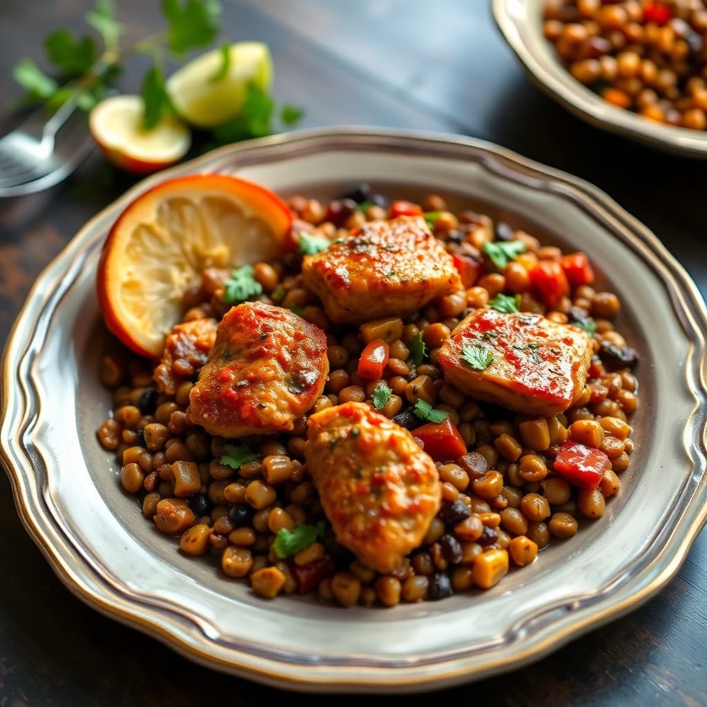 Moroccan Spiced Chicken and Lentil Tagine