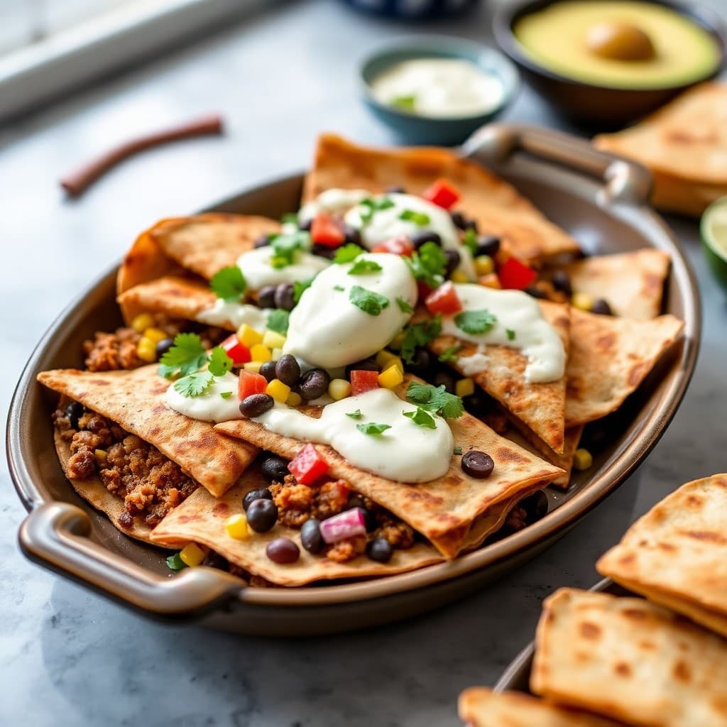 Mexican Street Corn Quesadilla Bar with Black Bean & Chorizo Filling