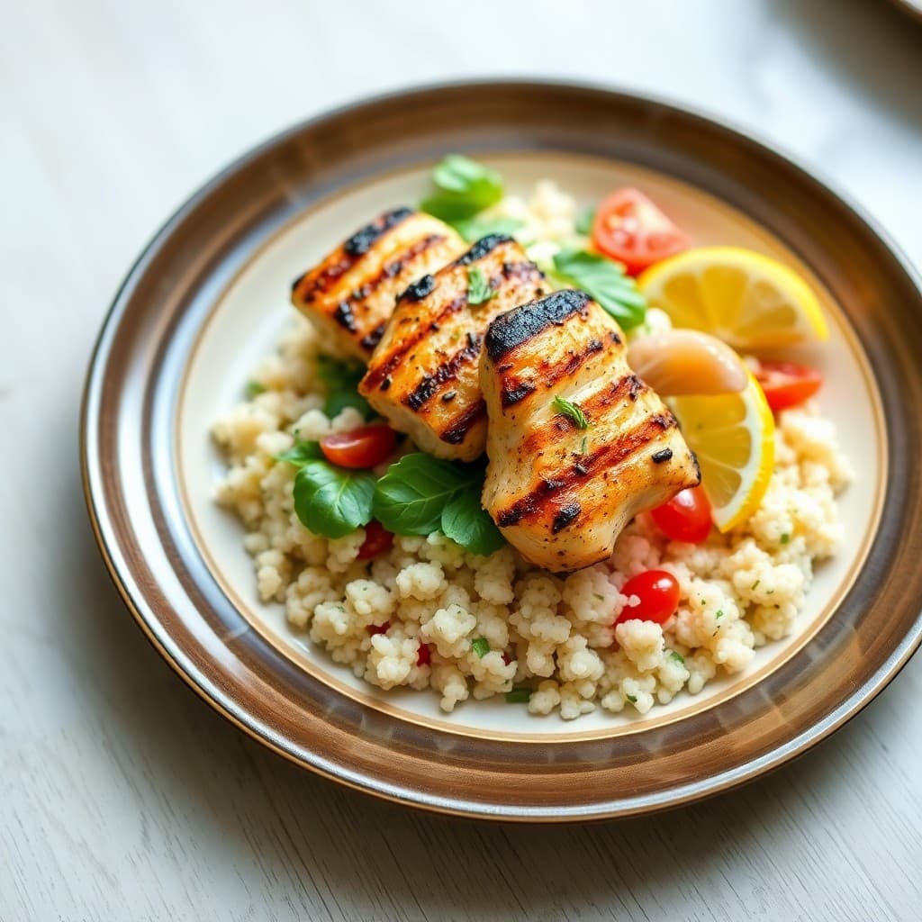 Greek Lemon Chicken Souvlaki Bowls