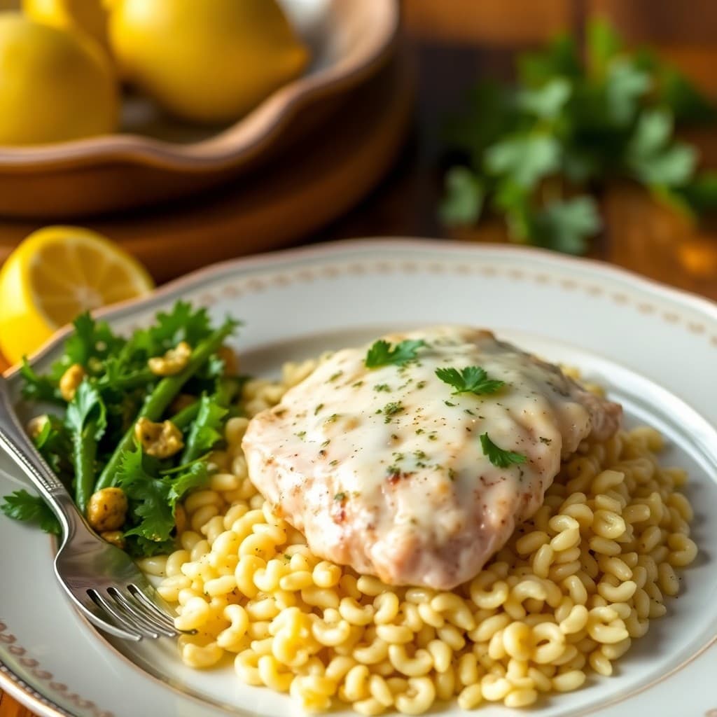 Zesty Chicken Piccata with Lemon-Garlic Orzo
