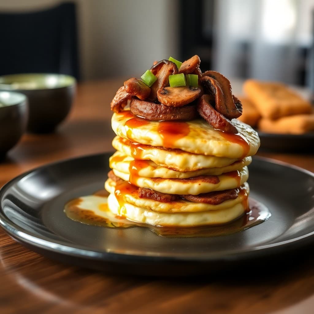 Chinese Egg Foo Young Breakfast Stack
