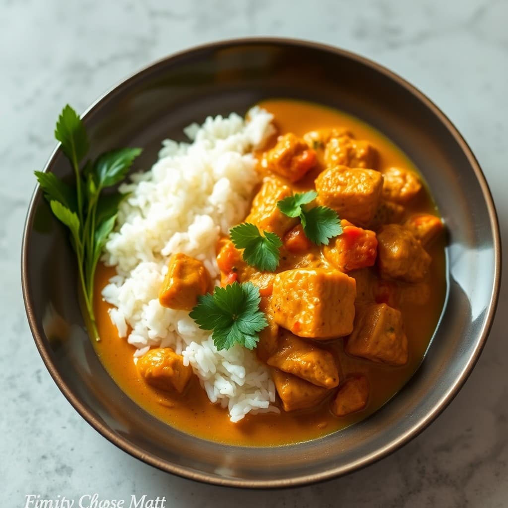 Vibrant Thai Coconut Curry Chicken with Jasmine Rice