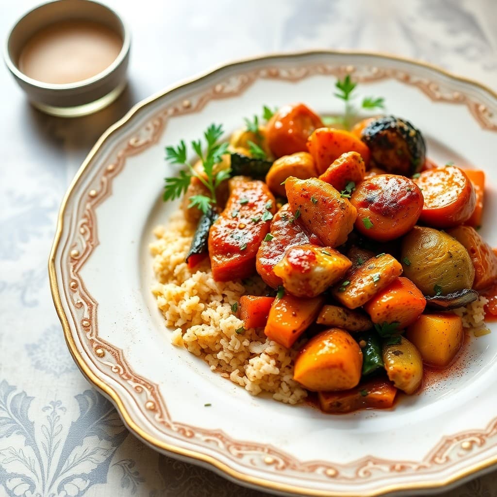 Moroccan-Spiced Chicken Tagine with Roasted Vegetables
