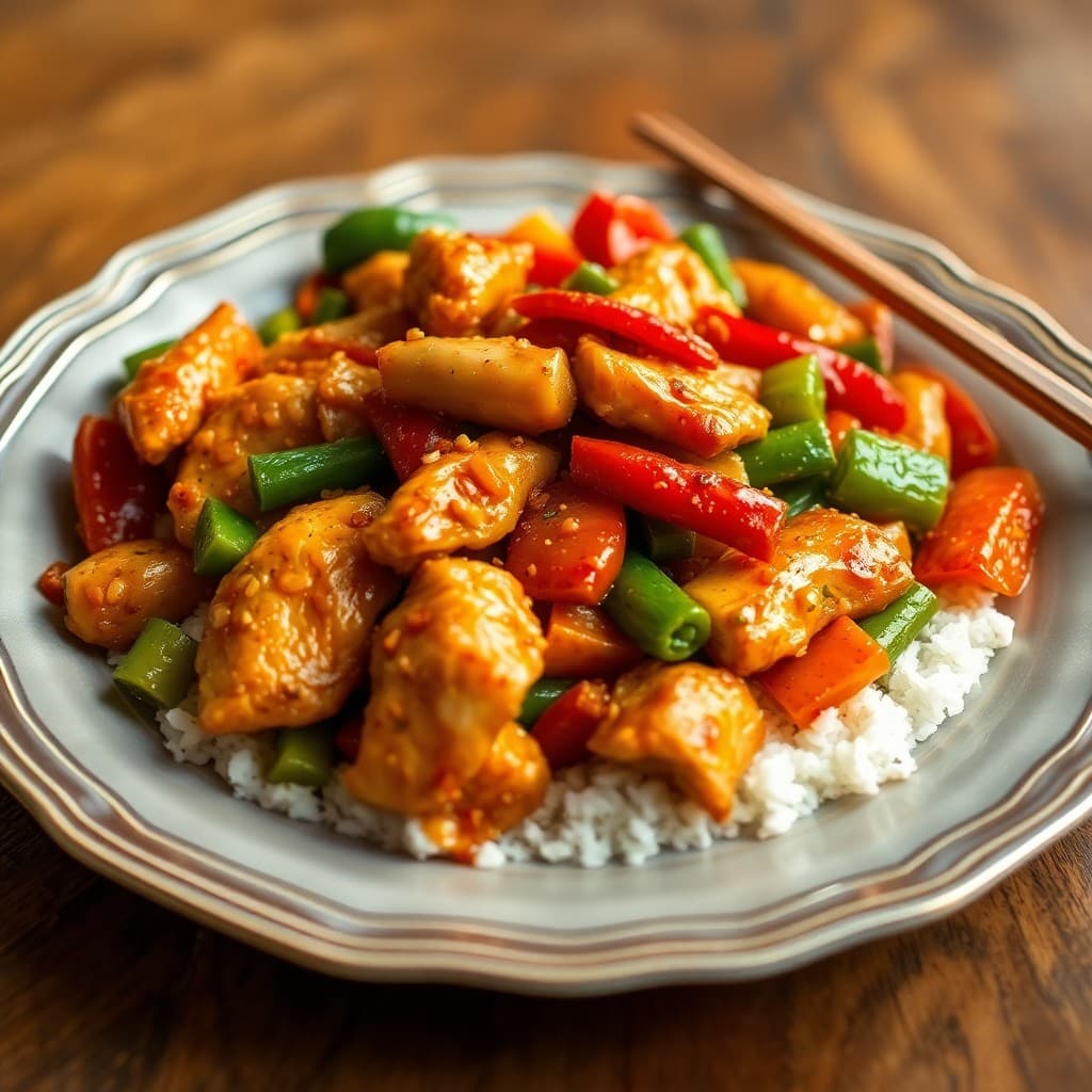 Sizzling Ginger Garlic Chicken Stir-Fry with Vegetable Medley