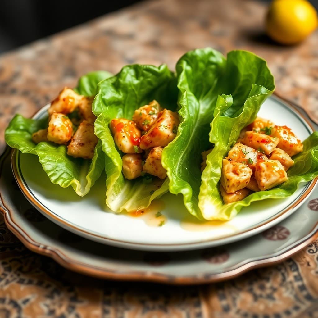 Lemon-Garlic Chicken Lettuce Wraps