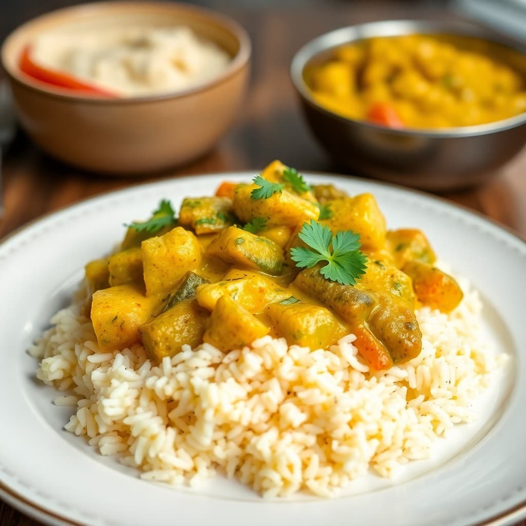 Creamy Vegetable Korma with Saffron Basmati Rice
