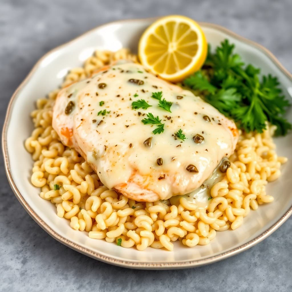 Zesty Lemon Chicken Piccata with Garlic Parmesan Orzo