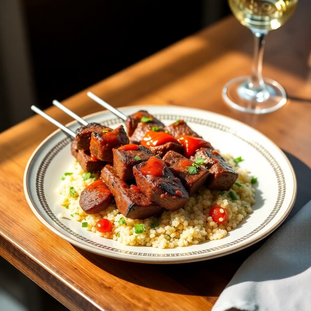 Vibrant Brazilian Beef Picanha Skewers with Herbed Quinoa