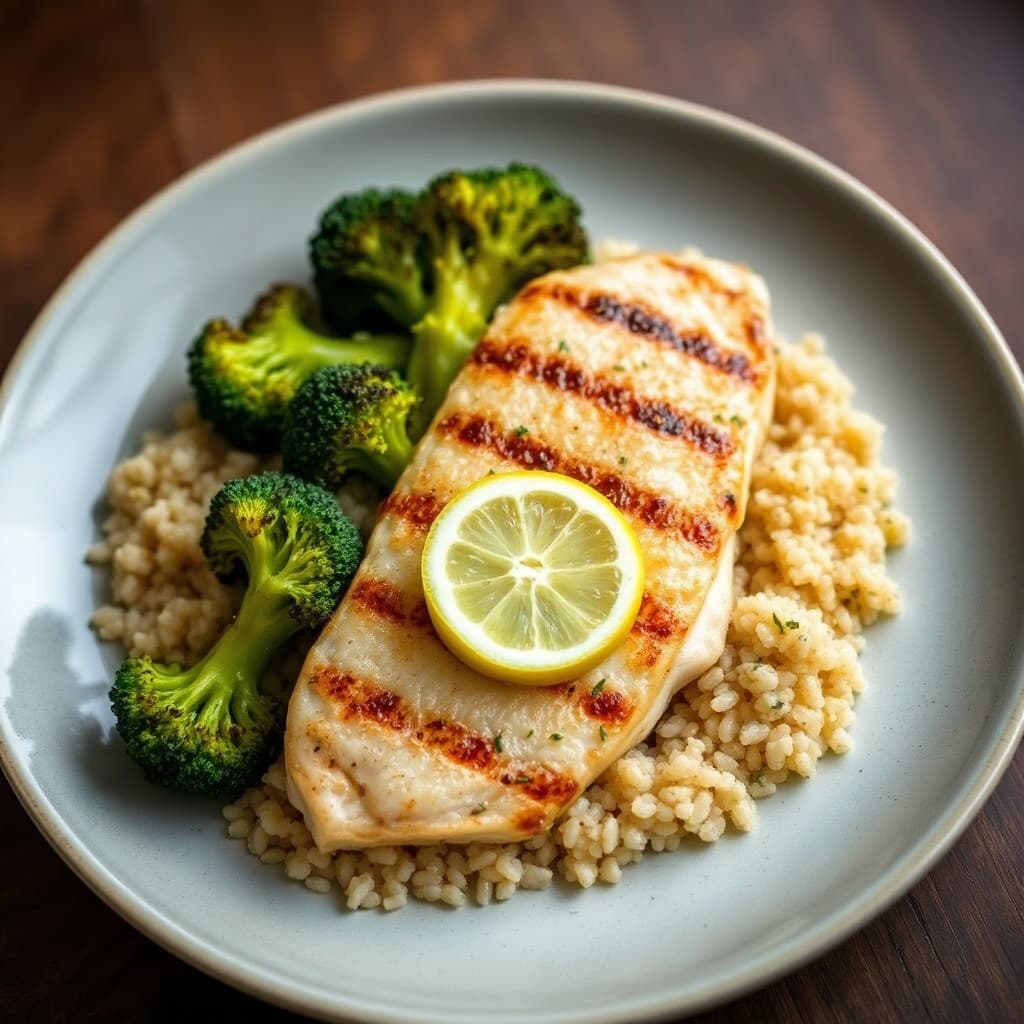 Grilled Lemon-Garlic Tilapia with Roasted Broccoli and Quinoa
