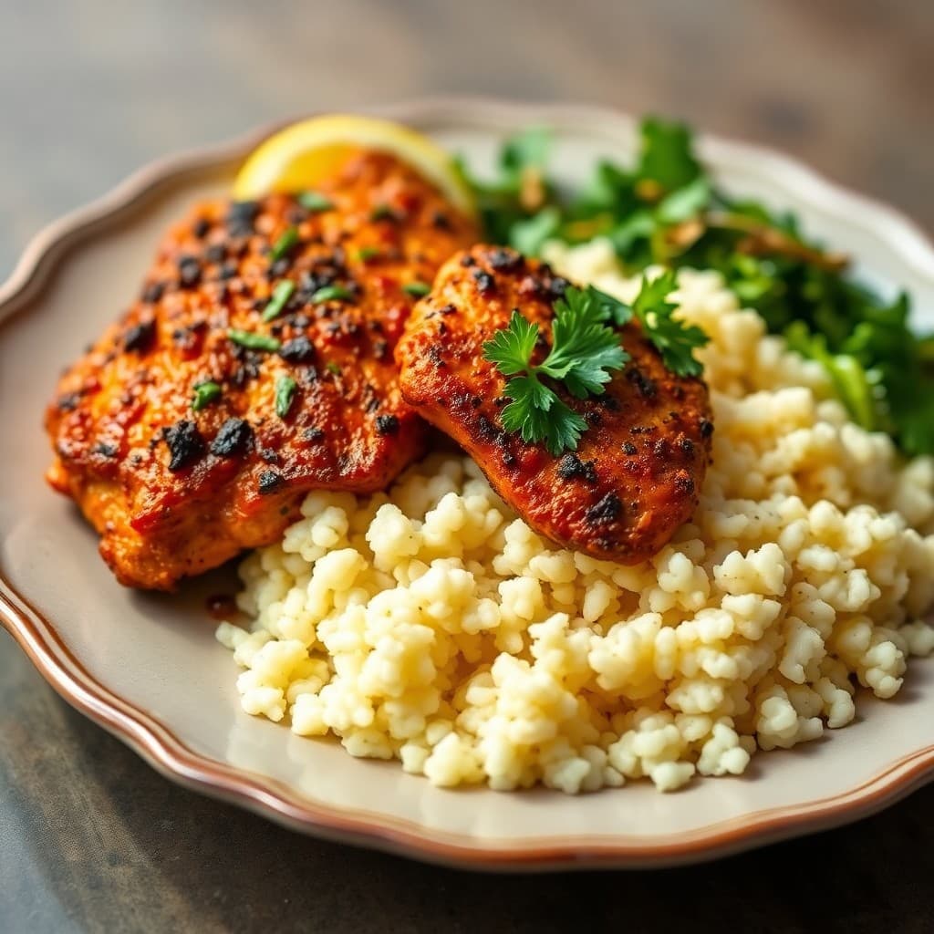 Indian Tandoori Chicken with Cauliflower Rice