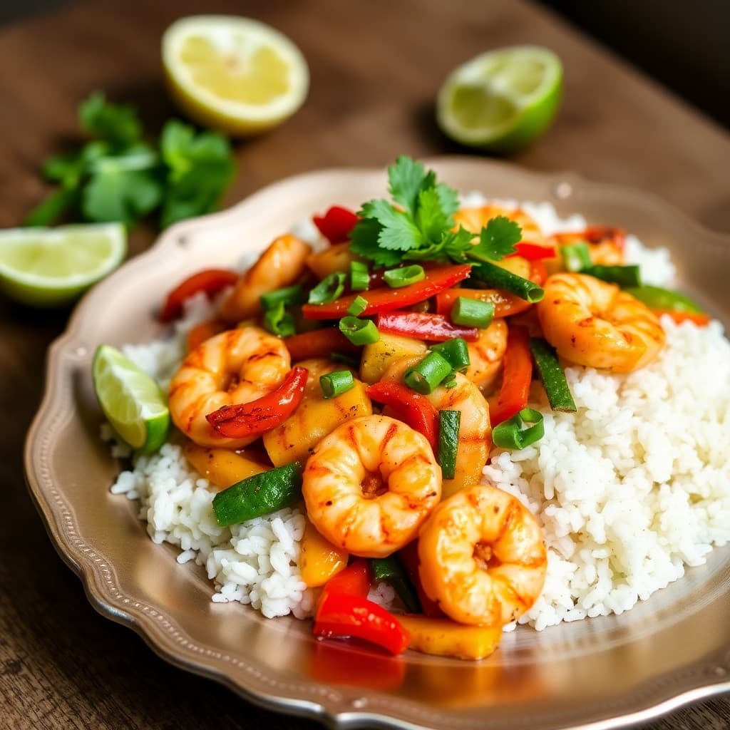 Honey Lime Shrimp Stir-Fry with Coconut Rice