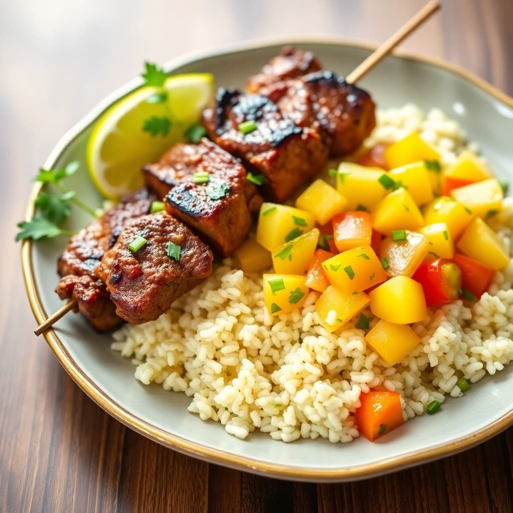 Zesty Brazilian Beef Skewers with Pineapple Salsa