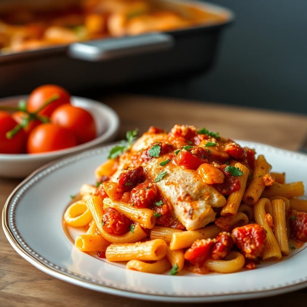 Vibrant Mediterranean Chicken Pasta Bake