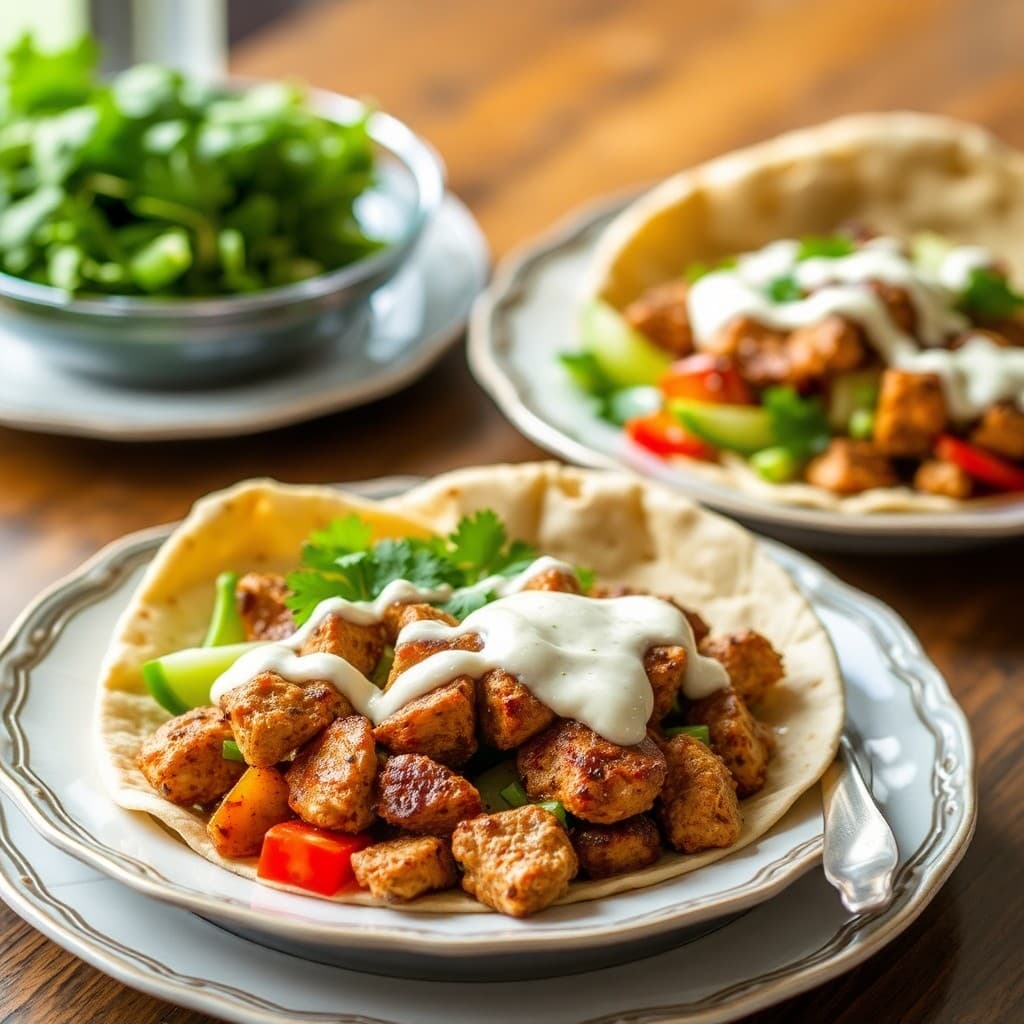 Lebanese Chicken Shawarma Pita Bowls with Tahini Drizzle