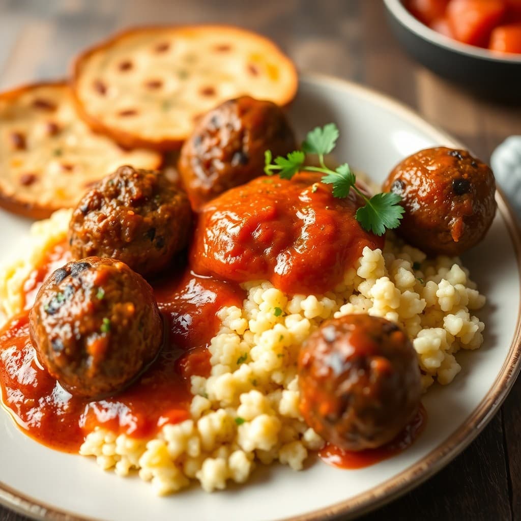 Moroccan Spiced Lamb Meatballs with Couscous