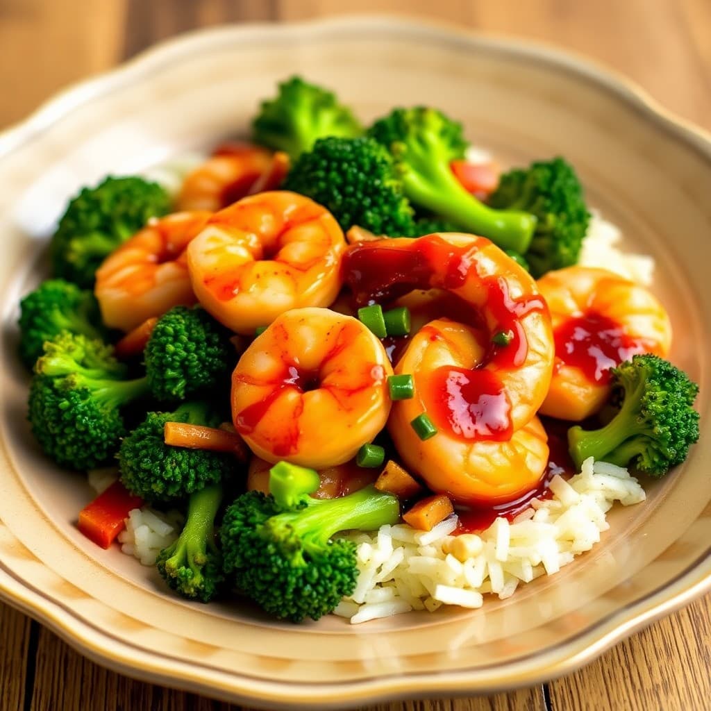 Sizzling Teriyaki Shrimp Stir-Fry with Garlic Ginger Broccoli