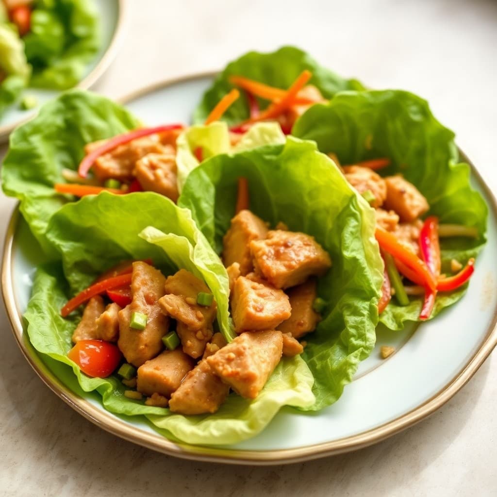 Ginger Sesame Chicken Lettuce Wraps