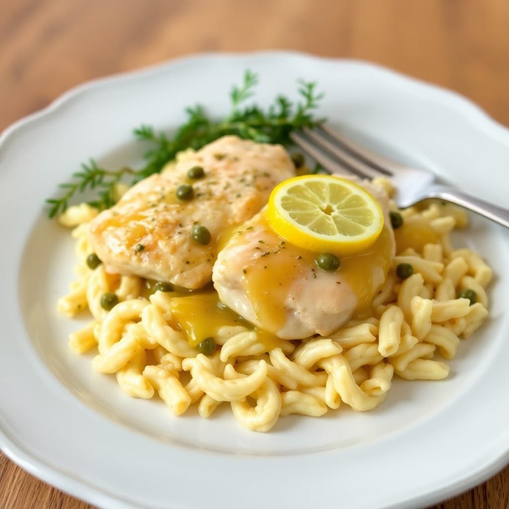 Zesty Lemon Chicken Piccata with Garlic-Parmesan Orzo