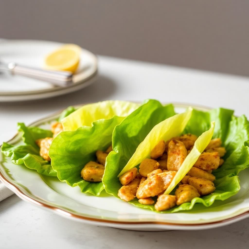 Zesty Lemon-Garlic Chicken Lettuce Wraps
