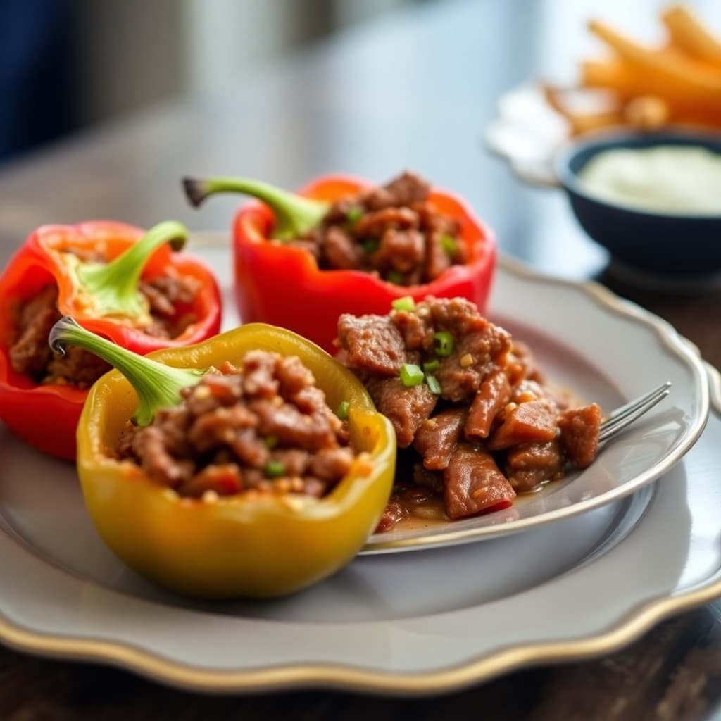 Korean Bulgogi Beef Stuffed Bell Peppers