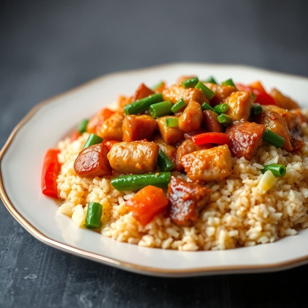 Teriyaki Chicken Stir-Fry with Garlic Fried Rice
