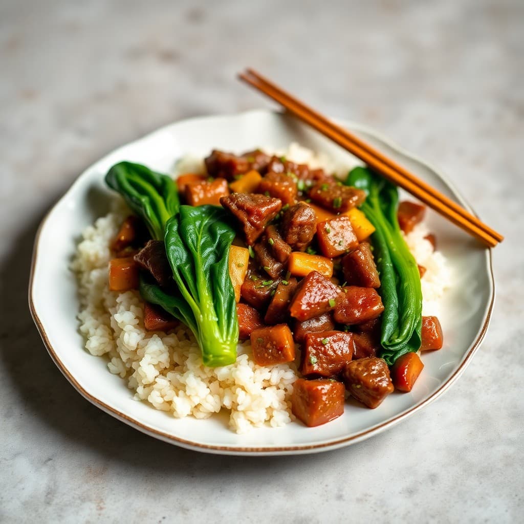 Mongolian Beef Stir-Fry with Garlic Ginger Bok Choy