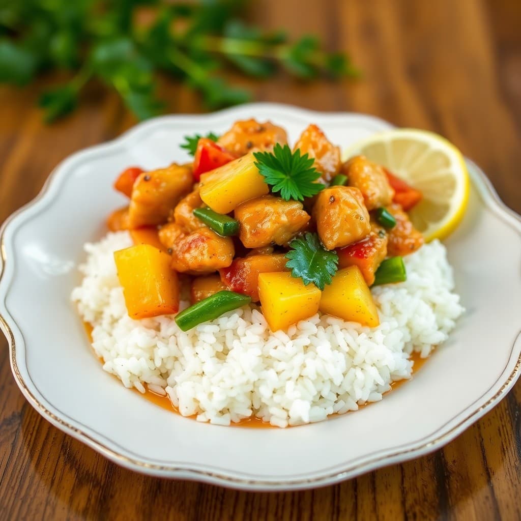 Tropical Chicken Stir-Fry with Coconut Rice