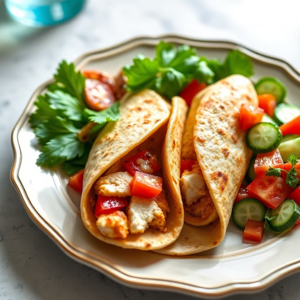 Zesty Lemon Chicken Wraps with Cucumber Salad