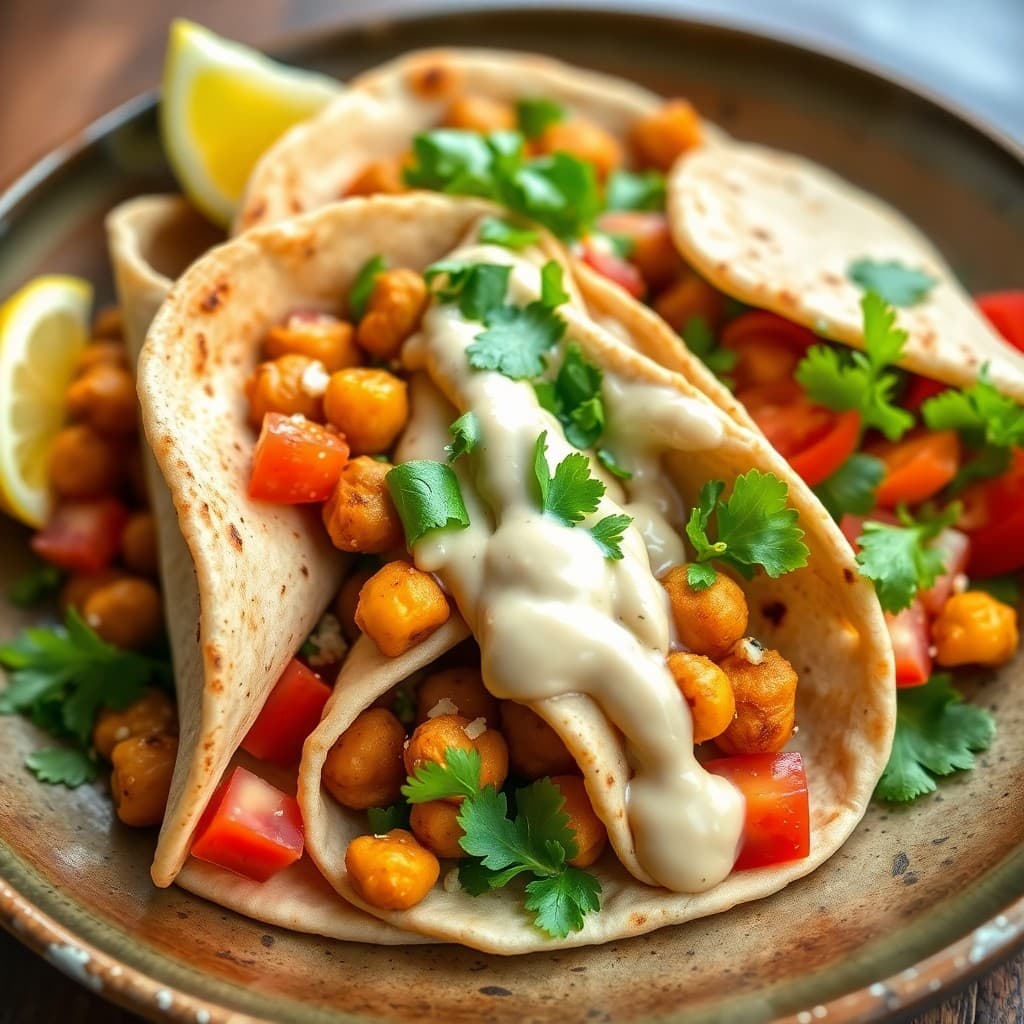 Crispy Chickpea Shawarma Wraps with Tahini-Lemon Drizzle