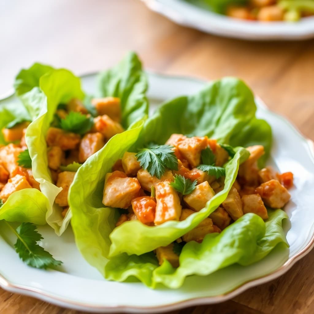Zesty Thai Basil Chicken Lettuce Wraps