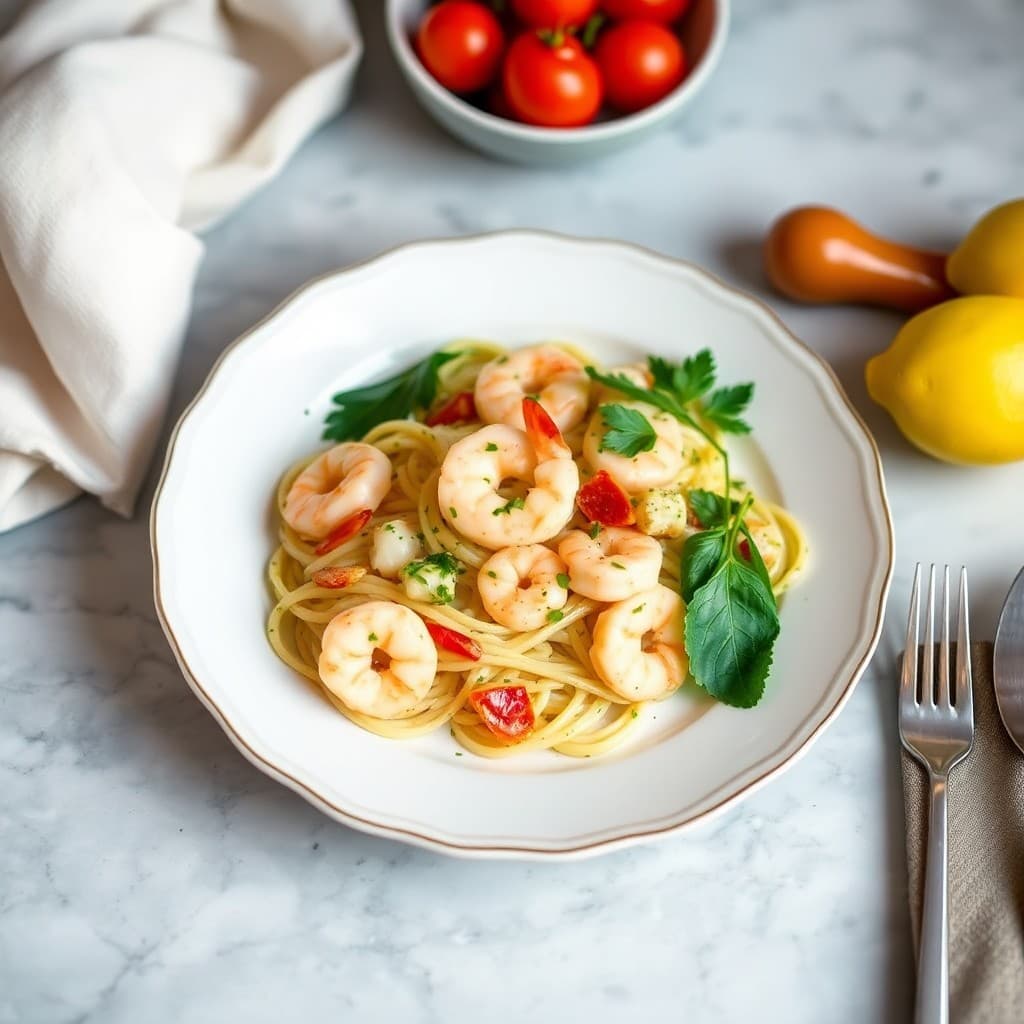 Lemon Garlic Shrimp Pasta Primavera