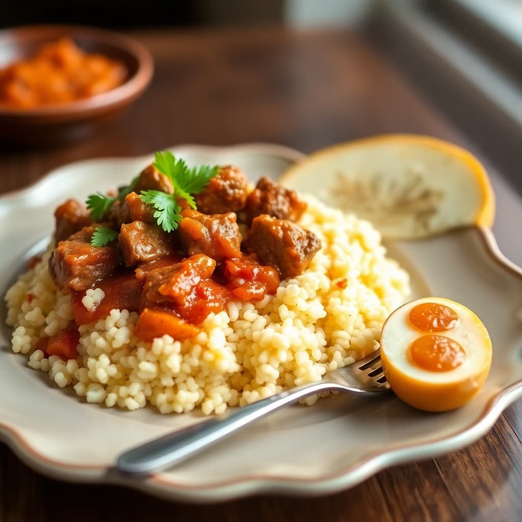 Moroccan-Spiced Beef Tagine with Apricot Couscous