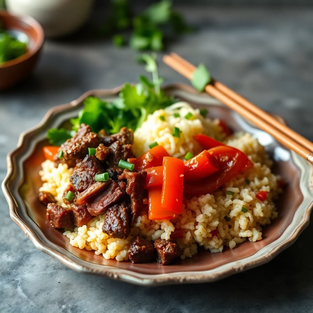 Zesty Korean Beef Bowl with Kimchi Fried Cauliflower Rice