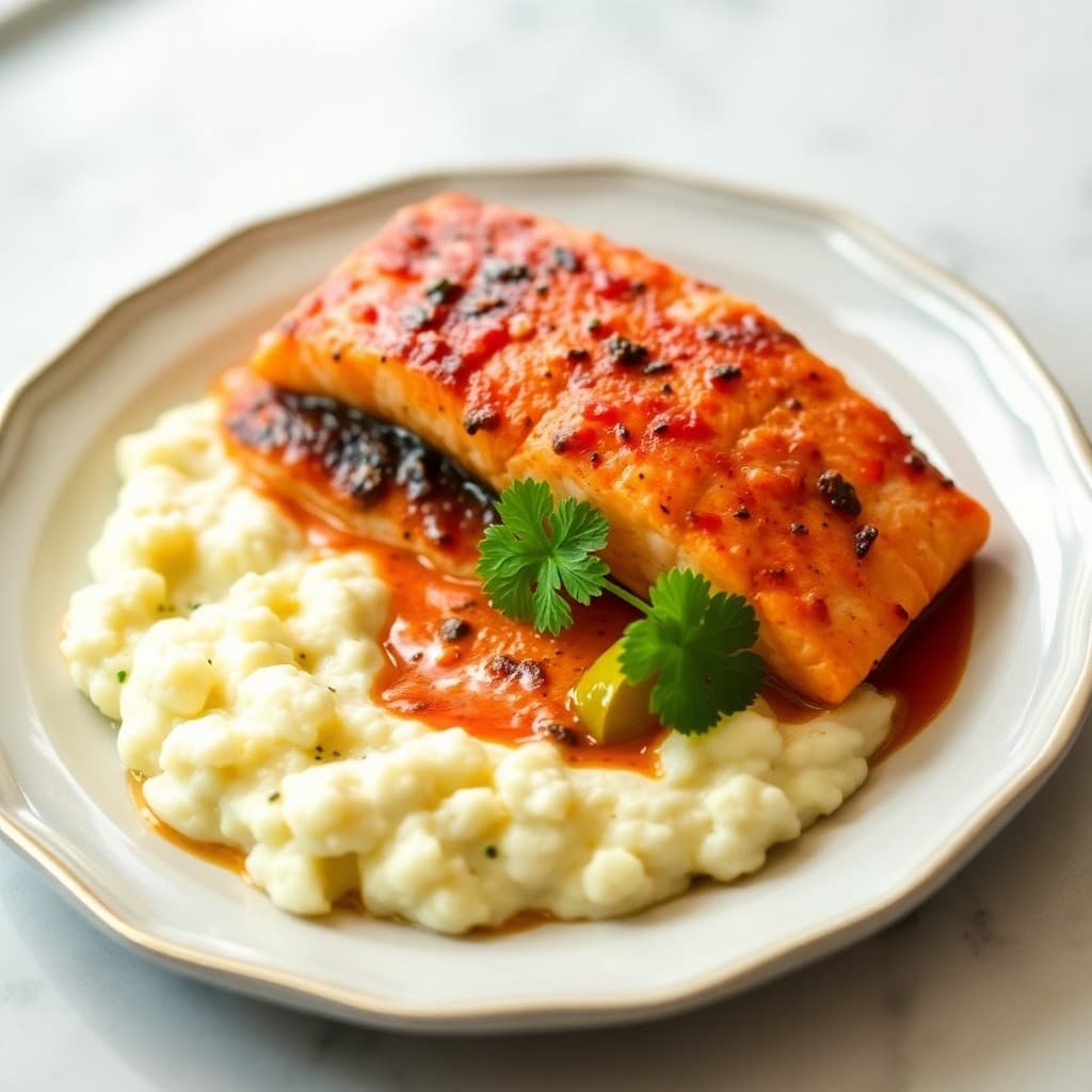 Seared Chili-Lime Salmon with Cauliflower Mash