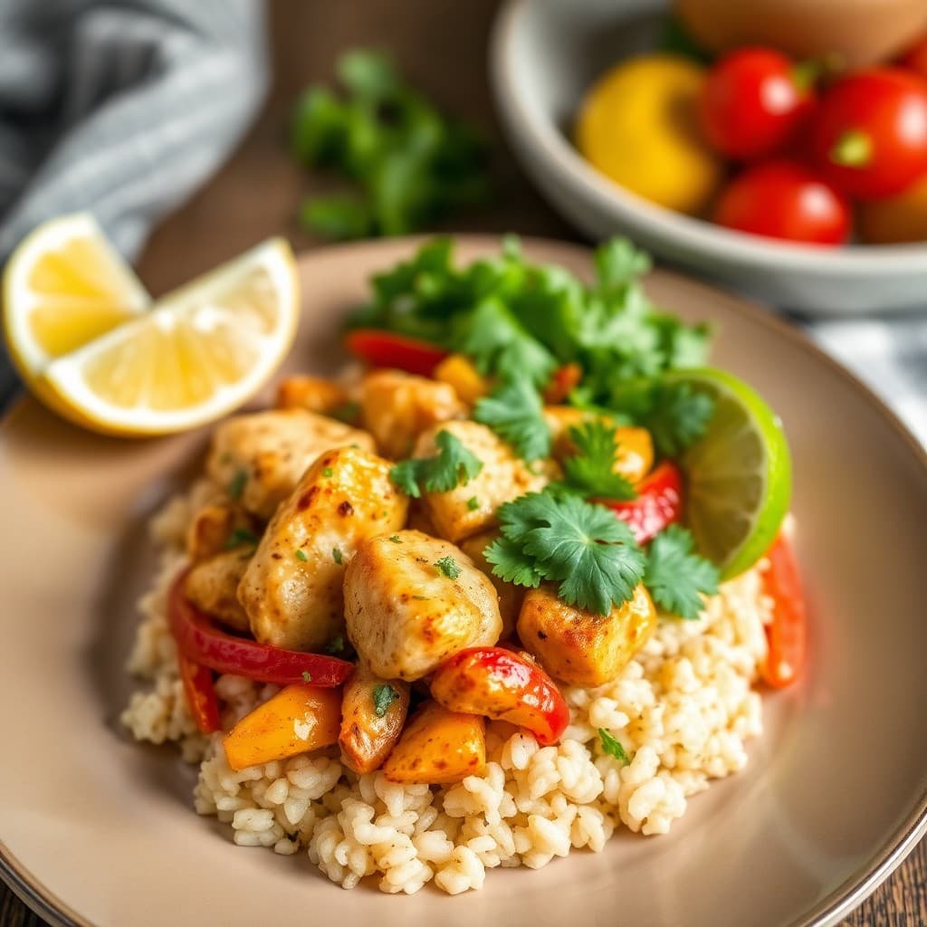 Lemon Garlic Chicken Fajita Bowls