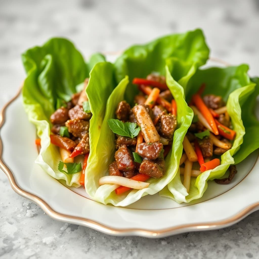Thai Basil Beef Lettuce Wraps